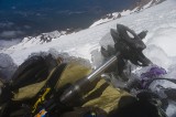 shasta-casaval22 My iced over pack after the unplanned bivy. I had already chipped away the ice on the  part facing me and the other side was still iced over.