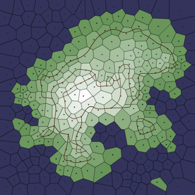 Roads drawn on a map