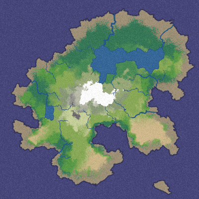 Map with distorted elevation and moisture