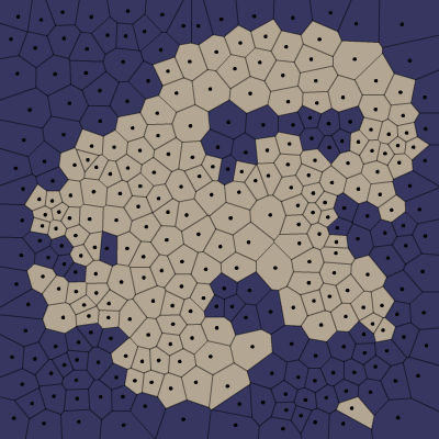 Polygon map with land and water chosen