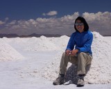crw_3432 Serene sitting on a conical pile of salt (for drying).