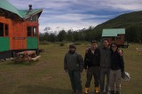 crw_3509 We hiked from Refugio los Torres to Refugio Dickson and stayed there our first night. Ray and Serene with the two very friendly staff members at Refugio Dickson.