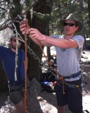 crw_5628 Matt showing how to handle rope and anchors on multi-pitch climbs.