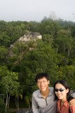 _mg_0615 Serene and me at the top of the pyramid. Shrouded in fog behind us is Temple IV.