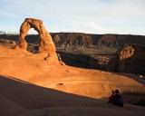 crw_5404-eric The appearance of being alone at Delicate Arch at sunset in Arches National Park. Taken by Eric Chan.