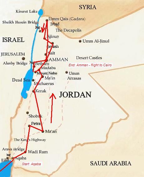 map of jordan egypt. Map of my travel in Jordan